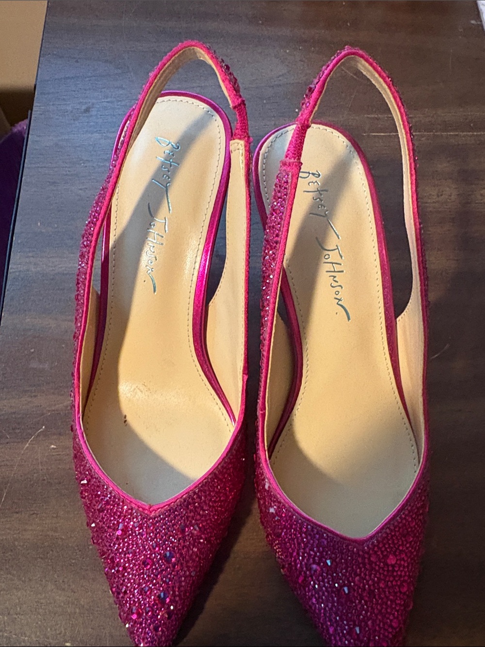 Betsey Johnson Fuchsia Crystal Slingback Pumps
